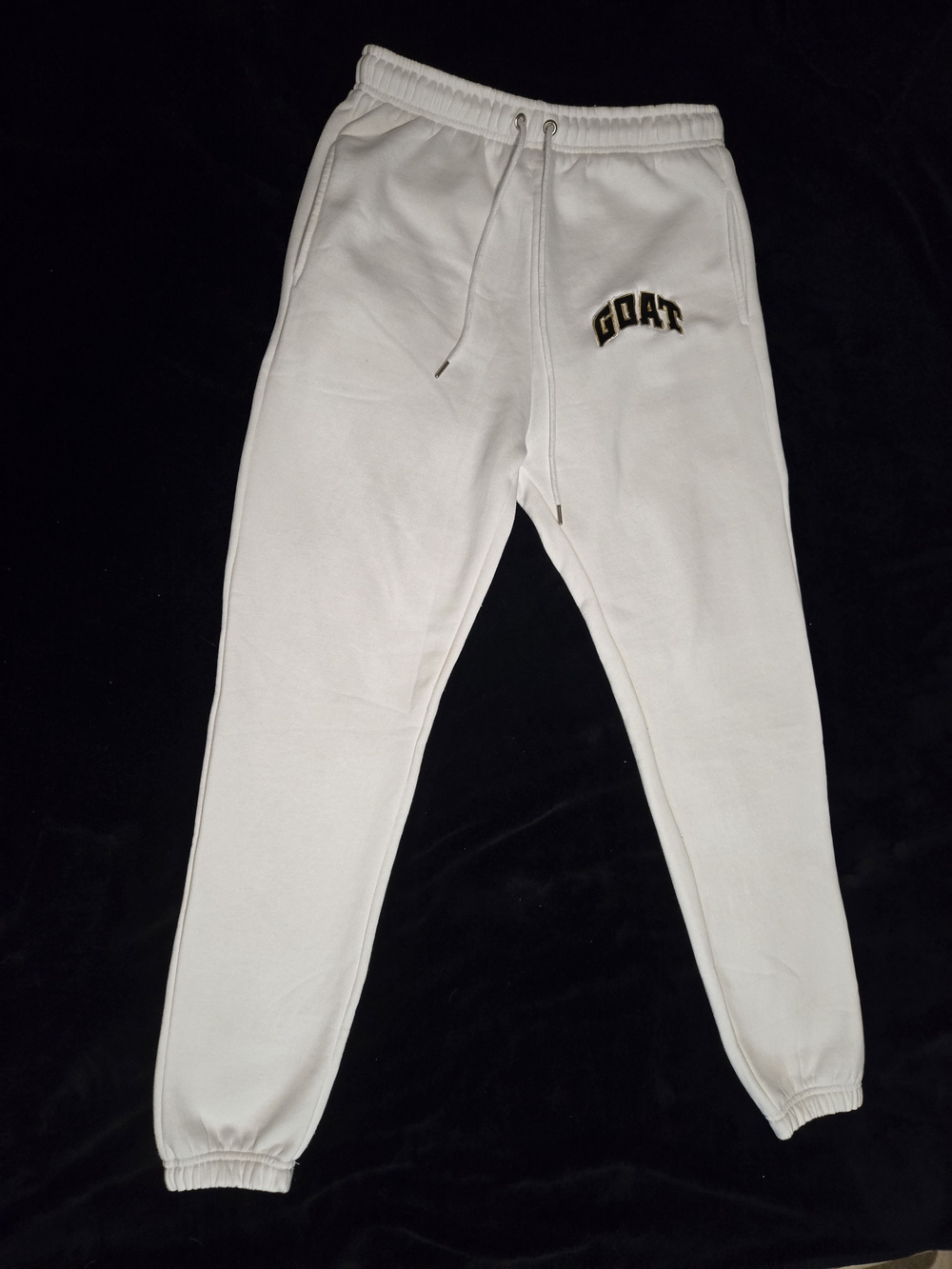 Men's White Embroidered Jogger Sweatpants